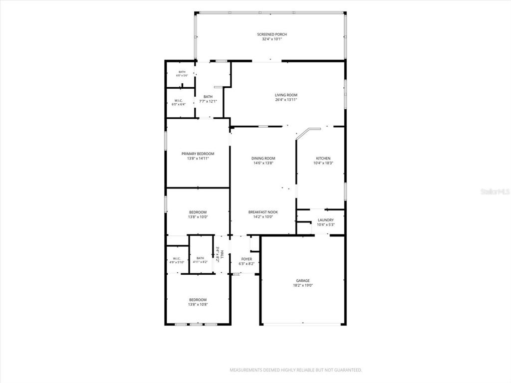 This is a floor plan of a single-story house with a garage and screened porch — 809 ROCKY MOUNTAIN COURT, VALRICO, FL