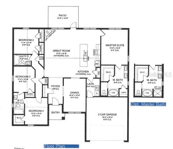 This is a floor plan for a single-story house featuring four bedrooms and a two-car garage — 1429 MARJORIE LN., NORTH PORT, FL