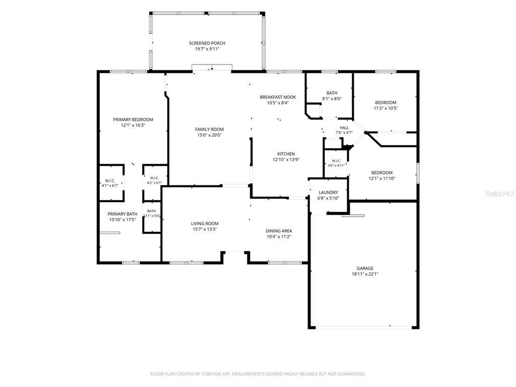 This is a floor plan for a single-story house with a garage and screened porch — 614 RED MULBERRY DRIVE, DELTONA, FL