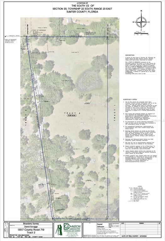 This is a boundary survey map showing the dimensions and layout of a 15.29-acre tract — TBD CR 772B, WEBSTER, FL