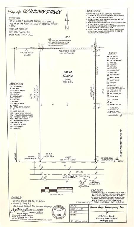 This is a boundary survey map for a vacant lot in Englewood, Florida — GALE STREET, ENGLEWOOD, FL