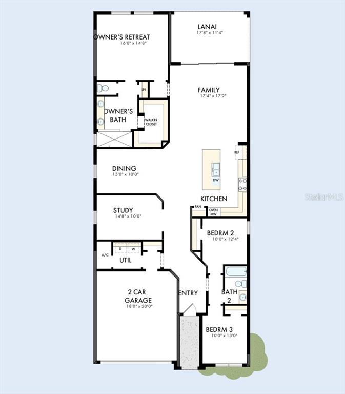 This is a floor plan for a single-story home with three bedrooms and a garage — 11812 FULL MOON LOOP, PARRISH, FL