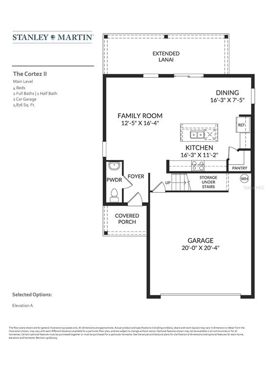 This is a floor plan for the main level of a house called The Cortez II — 3836 SENNA WAY, TAVARES, FL