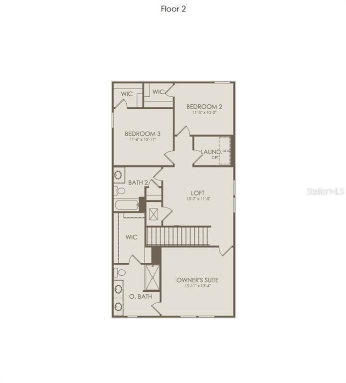 This is a floor plan for the second level of a residential home — 2209 SOUTHBURY DRIVE, KISSIMMEE, FL