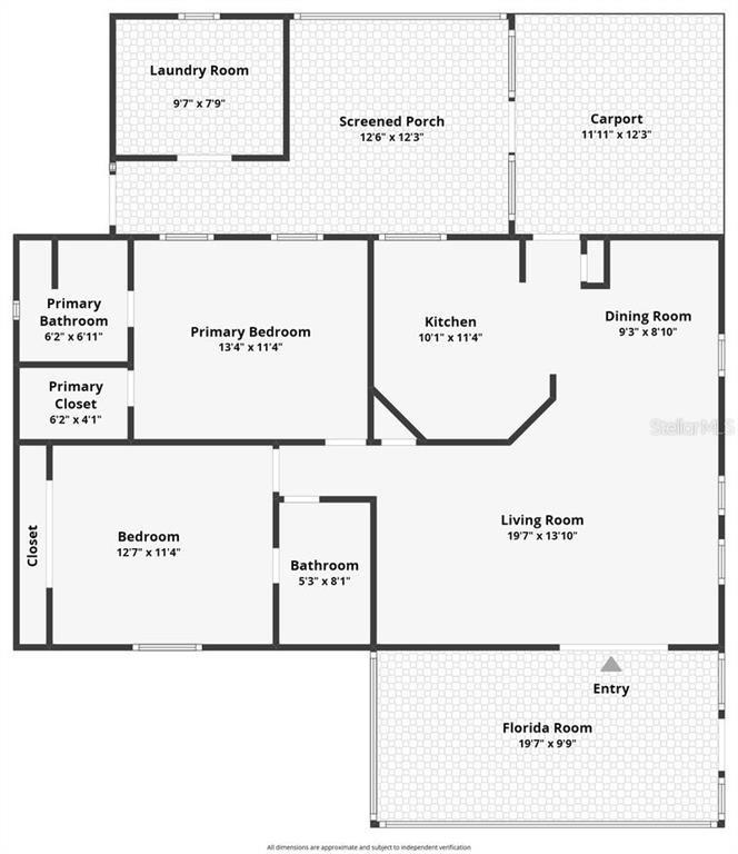 This is a floor plan showing the layout of a house with two bedrooms and two bathrooms — 1203 APACHE CIRCLE, TAVARES, FL