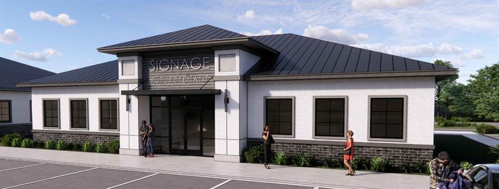 This is a site plan rendering showing a commercial development with nine buildings and parking — 40 EXCHANGE LOOP LOOP UNIT 6, PALM COAST, FL