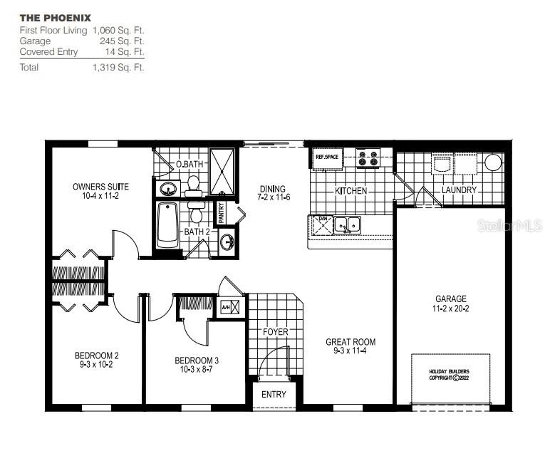 This is a floor plan for a three-bedroom, two-bathroom house with an attached garage — 2638 ROCK CREEK DRIVE, PORT CHARLOTTE, FL