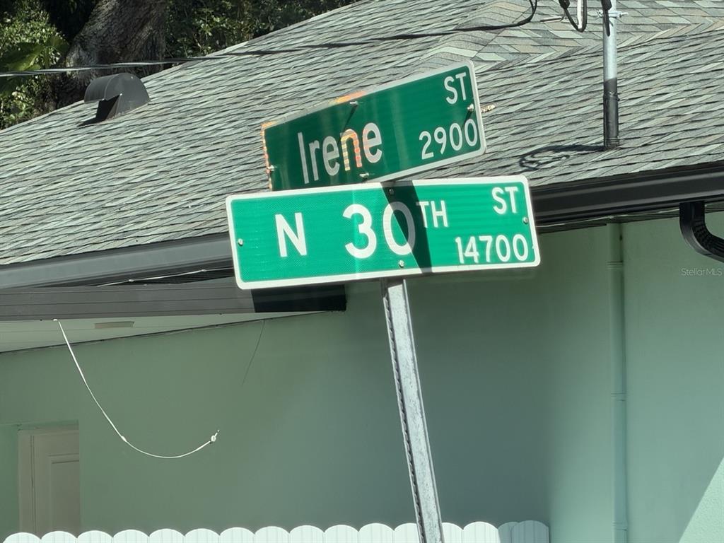 A street sign at the intersection of Irene Street and North 30th Street — 14711 N 30TH STREET, LUTZ, FL