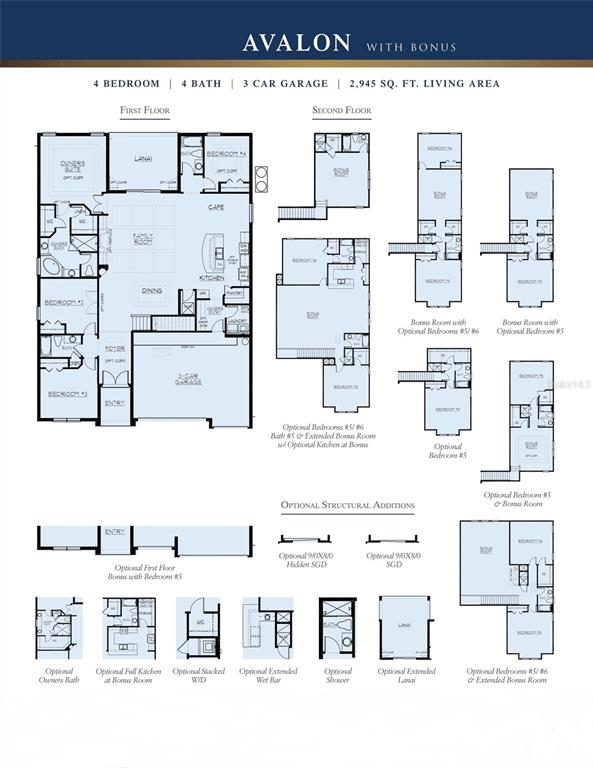 This is a floor plan for a house model called Avalon with a bonus room — 3910 GAREYS FERRY WAY, MIDDLEBURG, FL