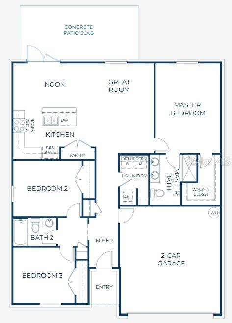 This is a floor plan for a three-bedroom, two-bathroom home with a two-car garage — 16849 NW 176TH WAY, ALACHUA, FL