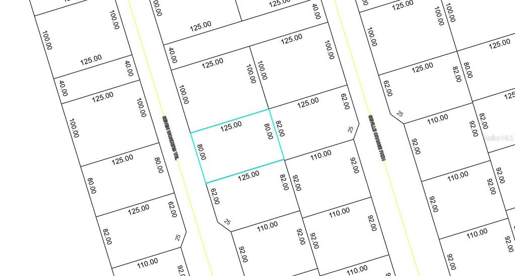 This is a plat map showing property lot lines and dimensions for a residential neighborhood — 35 SEVEN WONDERS TRAIL, PALM COAST, FL