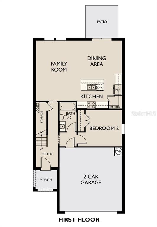 This is a floor plan of a home's first level featuring a garage and patio — 10539 CURVING CREEK LOOP, PARRISH, FL