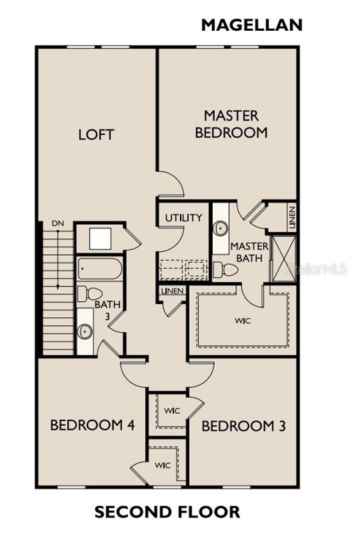 This is a floor plan for the second level of a house featuring a loft — 10539 CURVING CREEK LOOP, PARRISH, FL