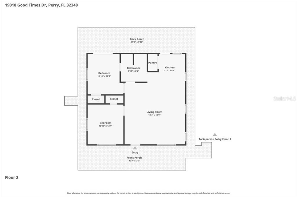 This is a floor plan for the second level of a house — 19018 GOOD TIMES DRIVE, PERRY, FL