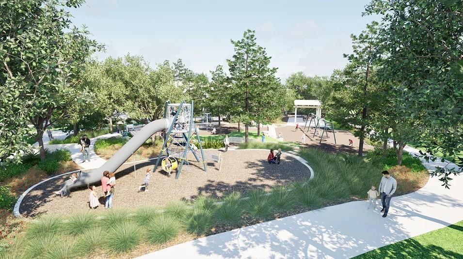 This is a digital rendering of a park playground with a slide and walking paths — 4536 FORGE ROAD, ST CLOUD, FL