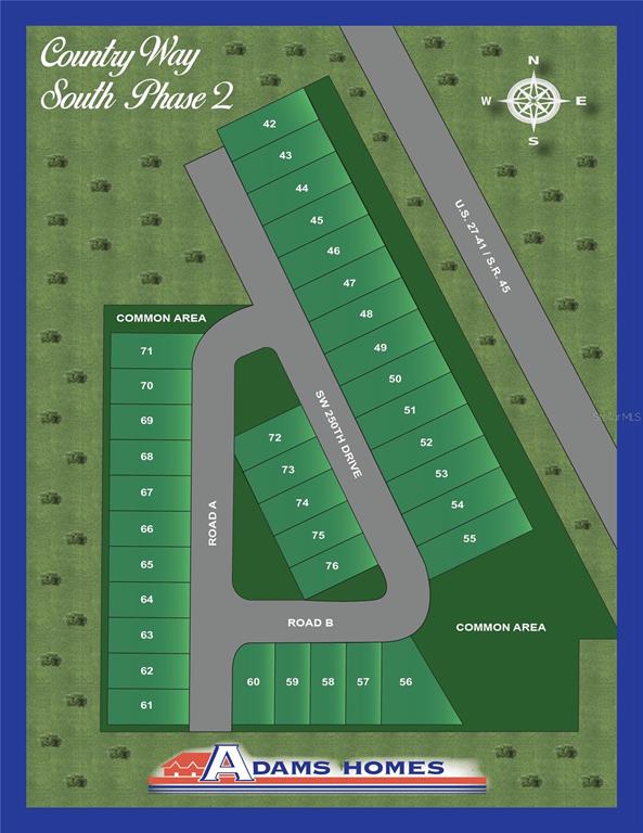 This is a site map for the Country Way South Phase 2 residential development — 2630 SW 250TH TERRACE, NEWBERRY, FL