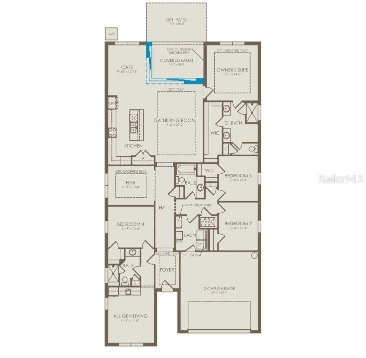 This is a floor plan for a single-story home featuring four bedrooms and a garage — 1430 RIDGE TREE DRIVE, ORMOND BEACH, FL