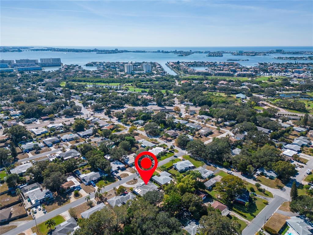 An aerial view shows a residential neighborhood with a red pin marking a single-family house — 5825 20TH AVENUE S, GULFPORT, FL