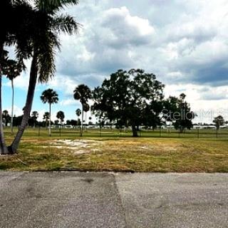 A vacant, grassy lot features several palm trees and a large oak tree under clouds — 4900 3RD A STREET E UNIT 613, BRADENTON, FL
