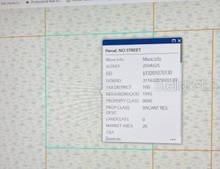 This is a digital map showing a parcel of land with associated property data — NA, DELAND, FL