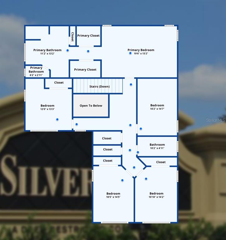 This is a floor plan of a house second level featuring five bedrooms and three bathrooms — 5224 58TH TERRACE E, BRADENTON, FL