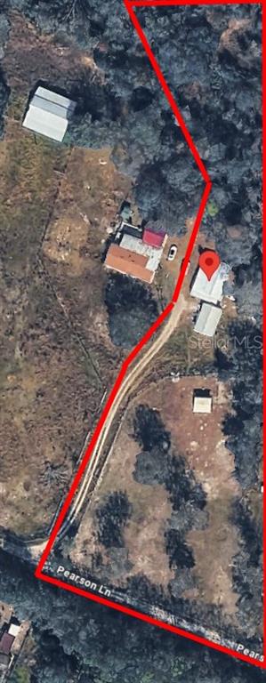 An aerial map view shows a property boundary outlined in red along Pearson Lane — 6814 PEARSON LANE, WESLEY CHAPEL, FL