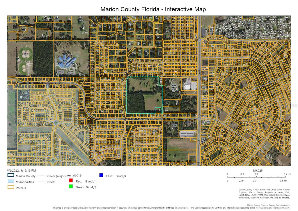 This is an interactive map of a property parcel in Marion County, Florida — 5500 SE 24TH STREET, OCALA, FL