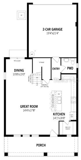This is a floor plan for the first level of a home with a garage — 13636 SEAGRASS AVENUE, ORLANDO, FL