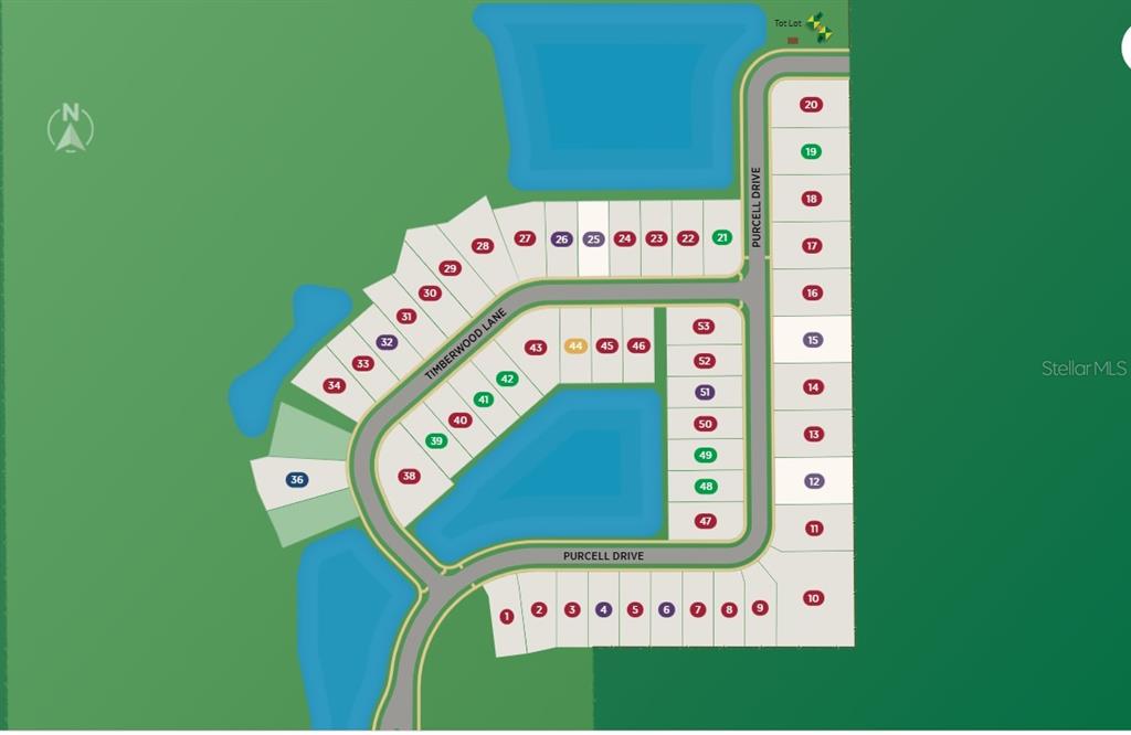 This is a site map showing the layout of numbered residential lots and streets — 8074 TIMBERWOOD LANE, ORLANDO, FL