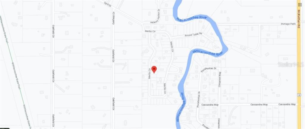 This is a map showing the location of a property near the Withlacoochee River — 4842 MERLIN CIR CIRCLE, DADE CITY, FL