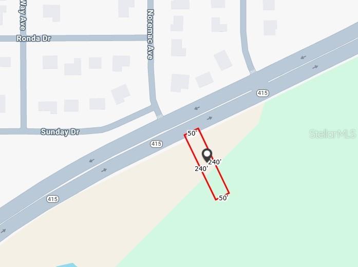 This map shows a rectangular plot of land measuring 50 by 240 feet — SR 415, OSTEEN, FL