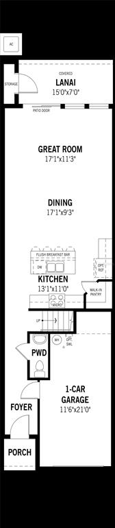 This is a floor plan for a one-story home featuring a garage, kitchen, and lanai — 9187 AURELIA AVENUE, PARRISH, FL