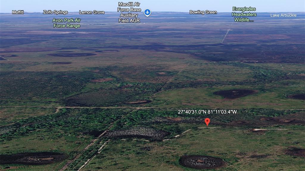 This is an aerial map view showing a rural landscape with a marked location pin — 0 UNKNOWN, FROSTPROOF, FL