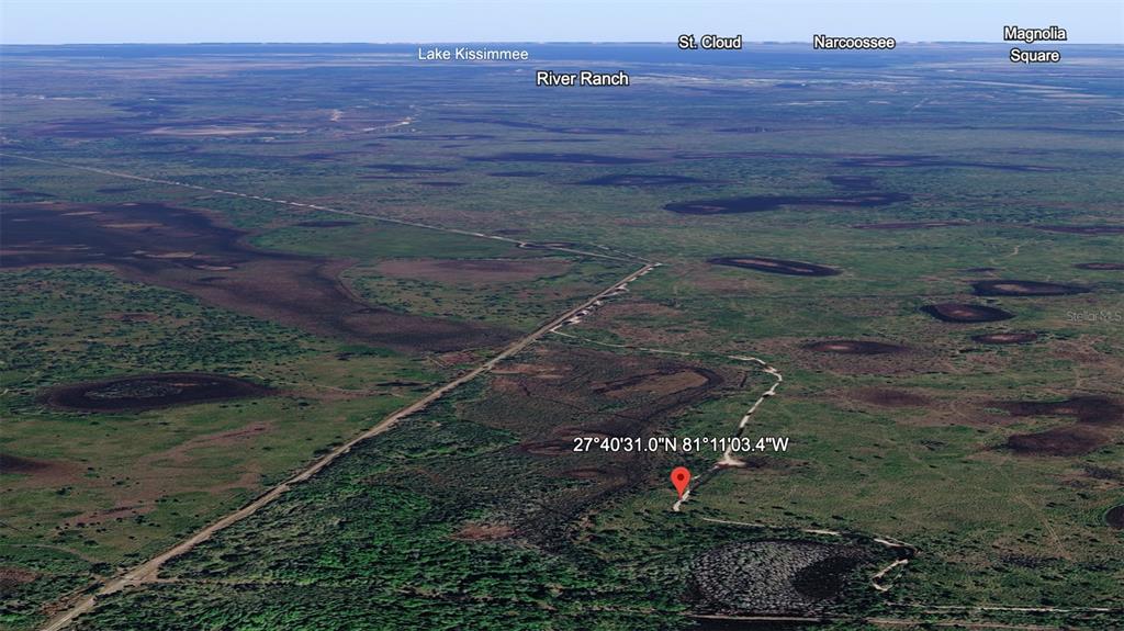 This aerial map view shows a rural landscape with a red location pin — 0 UNKNOWN, FROSTPROOF, FL