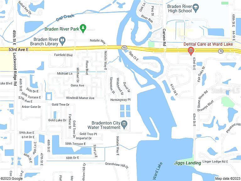 This is a map showing the area surrounding the Braden River and Ward Lake — 5662 WHITEHEAD STREET, BRADENTON, FL