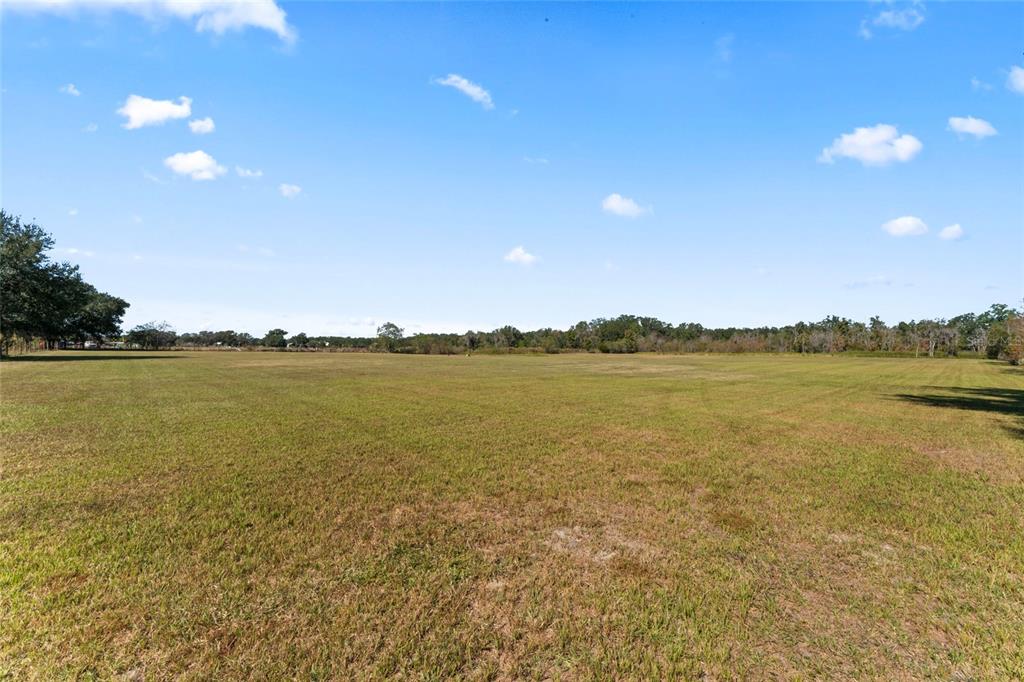 A wide, flat, grassy field stretches toward a distant tree line under a blue sky — 0 COUNTY ROAD 52, SAN ANTONIO, FL