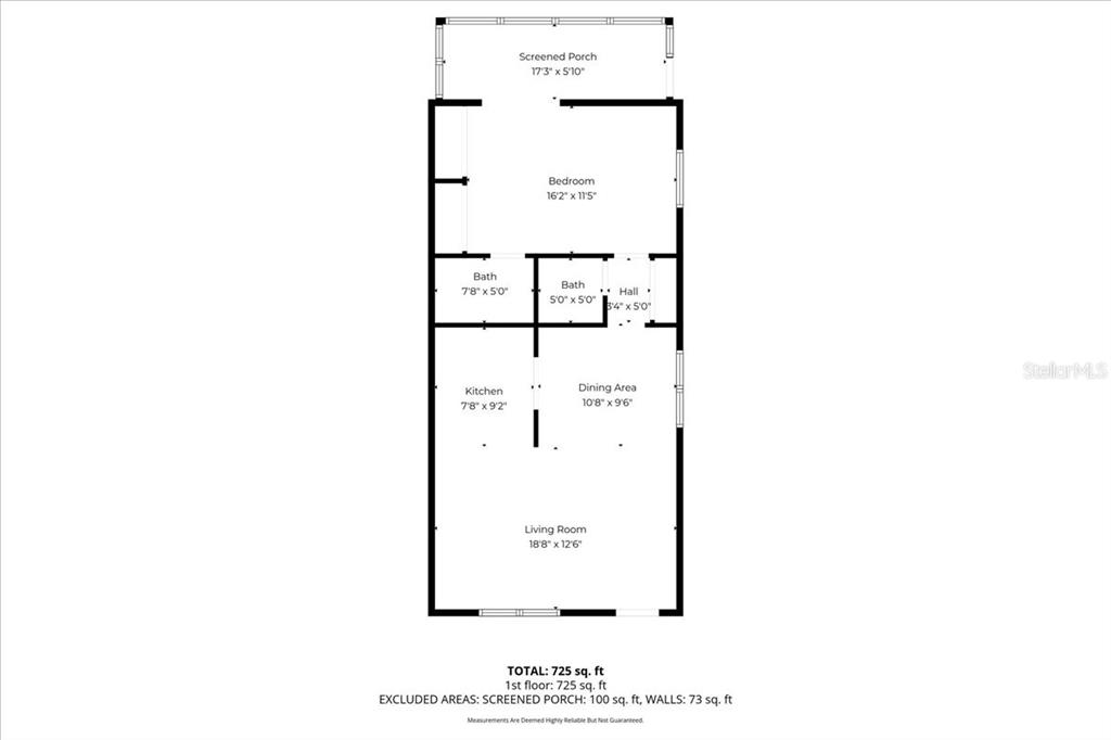 This is a floor plan showing the layout of a one-bedroom apartment — 205 ANDOVER PLACE N UNIT 119, SUN CITY CENTER, FL