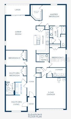 This is a floor plan for a single-story home featuring a multi-gen suite and garage — 17683 NW 169TH PLACE, ALACHUA, FL