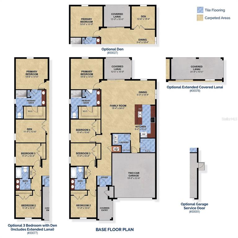 This floor plan shows a residential layout with a kitchen, bedrooms, bathrooms, and a garage — 2094 TOWN PASTURE DRIVE, EUSTIS, FL
