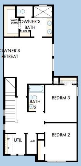 This is a floor plan for the upper level of a house with three bedrooms — 2831 CRIMSON CAP STREET, ODESSA, FL