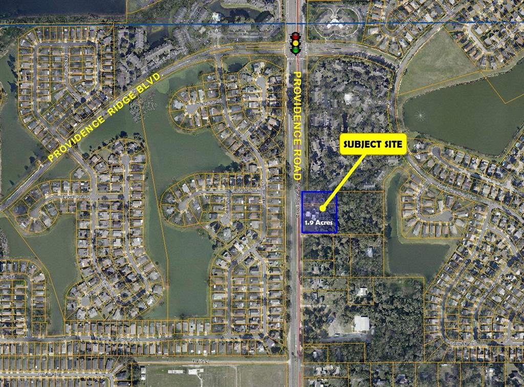 This aerial map shows a 1.9-acre subject site located along Providence Road — 1828-1840 PROVIDENCE ROAD, BRANDON, FL