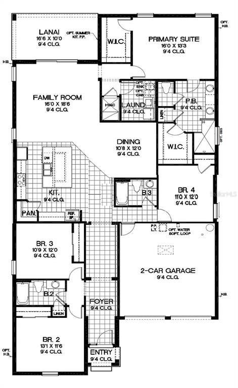 This floor plan shows a single-story house layout with four bedrooms, a garage, and lanai — 5295 SPADERDOCK LANE, APOPKA, FL