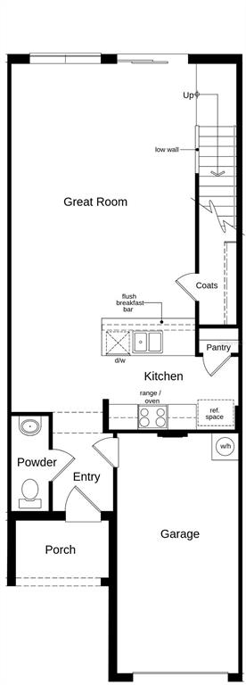 This is a floor plan of a home's main level featuring a garage, kitchen, and living area — 395 SEQUOIA DRIVE, LAKE WALES, FL