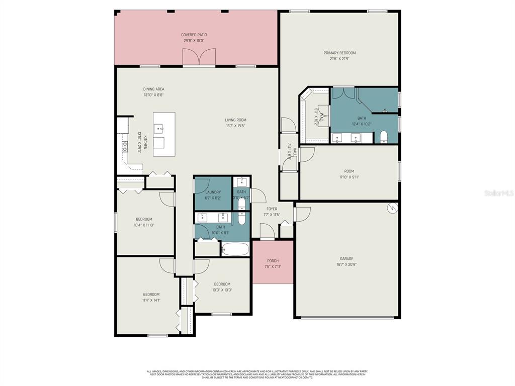 This is a floor plan of a single-story house with four bedrooms and a garage — 900 LAVA STREET SE, PALM BAY, FL