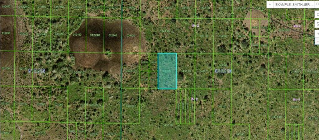 This is a satellite map view showing a highlighted rectangular plot of land — N/A, FROSTPROOF, FL