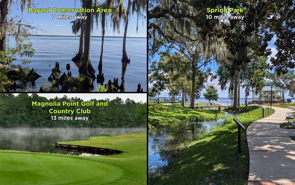 A collage of three outdoor locations including a waterfront area, a park, and a golf course — HIGHWAY 17S, GREEN COVE SPRINGS, FL