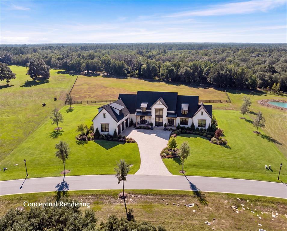 An aerial view shows a triangular plot of land bordered by trees and preservation land — 12793 SW 138TH LOOP, DUNNELLON, FL