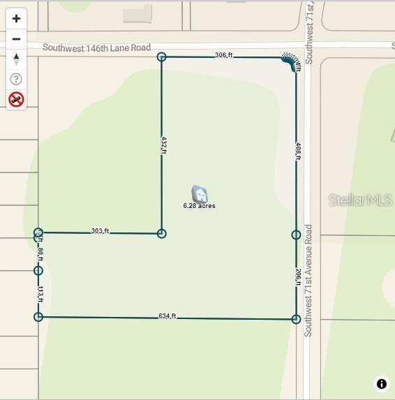 This map shows the property boundaries and dimensions of a 6.28-acre plot of land — 0 SW 146 LANE ROAD, OCALA, FL