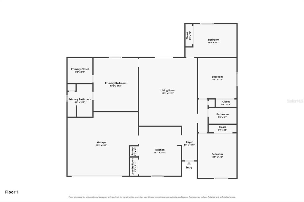 This is a floor plan for a single-story house with a garage and four bedrooms — 19 BURREL PLACE, PALM COAST, FL