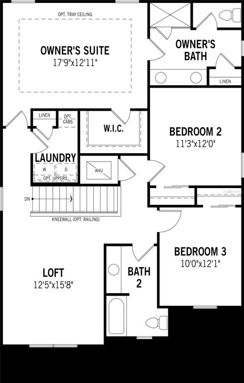 This is a floor plan of a residential second story featuring three bedrooms and a loft — 34885 ARBOR RETREAT DRIVE, DADE CITY, FL
